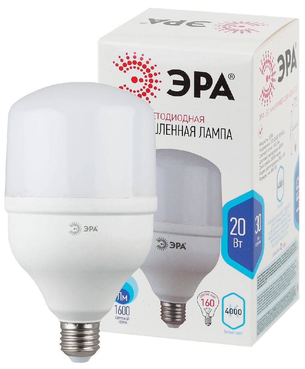 Лампа светодиодная Эра E27 20W 4000K LED POWER T80-20W-4000-E27 Б0027001