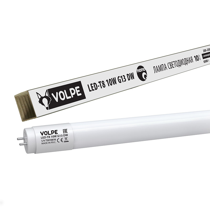 Лампа светодиодная (UL-00001455) Volpe G13 10W 6500K матовая LED-T8-10W/DW/G13/FR/FIX/N