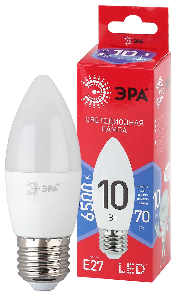 Лампа светодиодная Эра E27 10W 6500K LED B35-10W-865-E27 R Б0045338