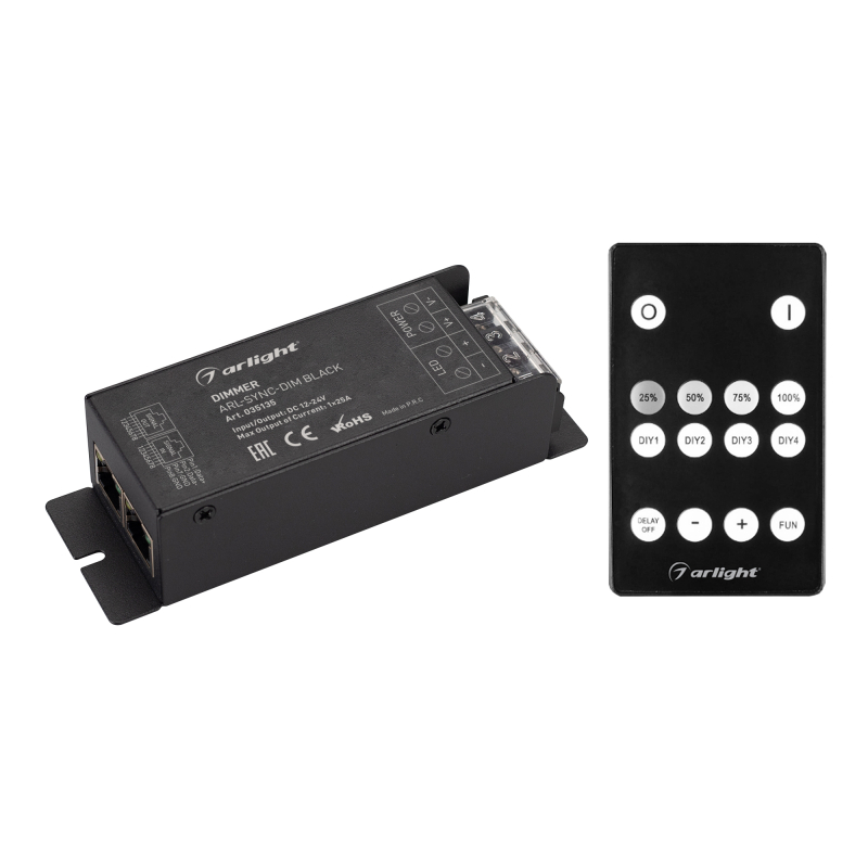 Диммер Arlight ARL-SYNC-Dim Black (12-24V, 1x25A, ПДУ 14кн, RF, RJ45) 035135