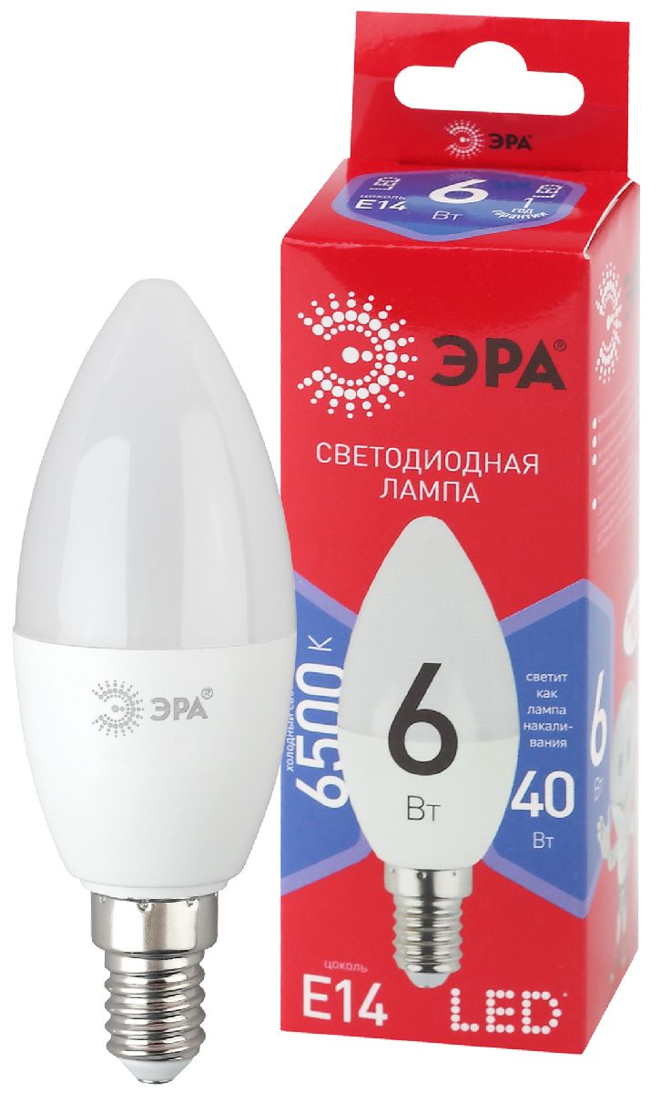 Лампа светодиодная Эра E14 6W 6500K LED B35-6W-865-E14 R Б0045339