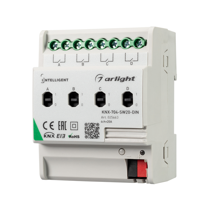 Релейный модуль Arlight KNX-704-SW20-Din (Bus, 4x20A) 025663