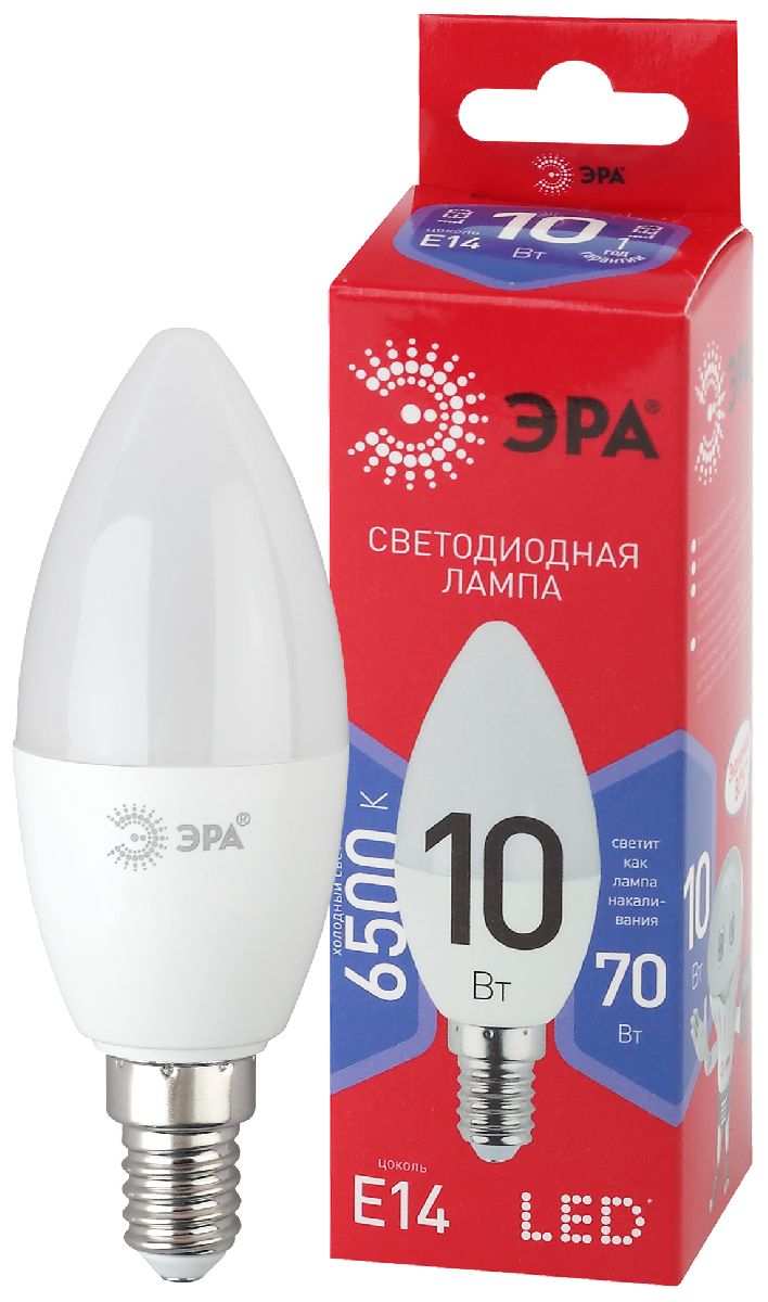 Лампа светодиодная Эра E14 10W 6500K LED B35-10W-865-E14 R Б0045337