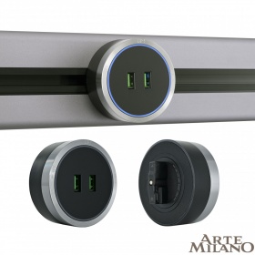 Трековая розетка Arte Milano Am-track-sockets 380066TS LED/USBx2 Grey