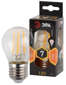 Лампа светодиодная Эра E27 7W 2700K F-LED P45-7W-827-E27 Б0027948