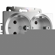 Розетка двойная с заземлением Werkel серебряный рифленый W1172009 4690389159831