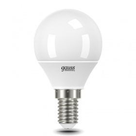 Лампа светодиодная Gauss E14 10W 6500K шар матовый 53130