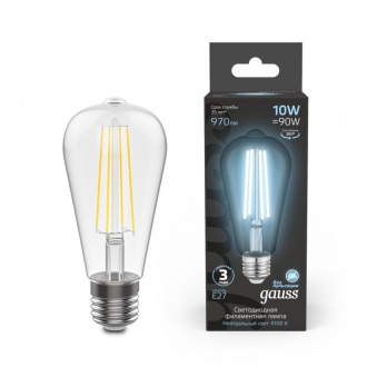 Лампа светодиодная Gauss Filament E27 10W 4100K 157802210