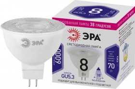 Лампа светодиодная Эра GU5.3 8W 6000K LED Lense MR16-8W-860-GU5.3 Б0054940