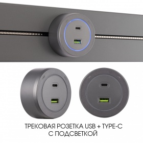 Трековая розетка Arte Milano Am-track-sockets-39 399731TS/USB-Type-C Grey