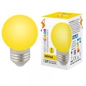 Лампа декоративная светодиодная (UL-00005649) Volpe E27 1W желтая LED-G45-1W/YELLOW/E27/FR/С