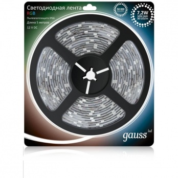 Светодиодная влагозащищенная лента Gauss 7,2W/m 30LED/m 5050SMD RGB 5M 311000407