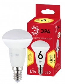 Лампа светодиодная Эра E14 6W 2700K ECO LED R50-6W-827-E14 Б0020633