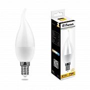 Лампа светодиодная Feron E14 7W 2700K Свеча на ветру Матовая LB-97 25760