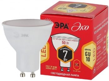 Лампа светодиодная Эра GU10 7W 2700K ECO LED MR16-7W-827-GU10 Б0040874