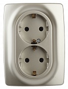 Розетка ЭРА 12 2x2P E Schuko со шторками 16A 250V 12-2108-04 Б0036445