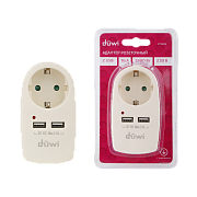 Адаптер 1 гнездо + 2 USB порта на евро вилку Duwi 27420 9